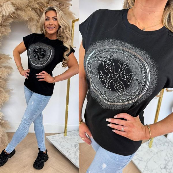 GUESS SS 4G SHADED LOGO T-SHIRT W5YI14I3Z14 BLACK