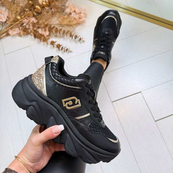 LIU JO STEFFY 01 SNEAKER BF5061 PX783 BLACK/LIGHTGOLD