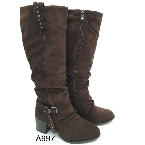 SUEDINE GESP STUDS LAARS A-997 BROWN