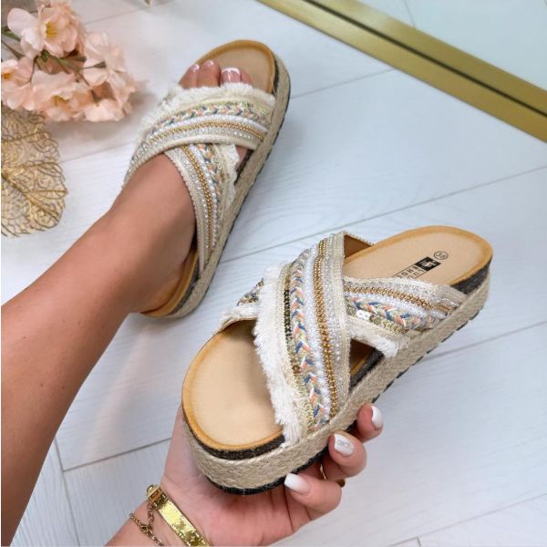 BOHEMIAN MUSTHAVE SLIPPER LS-142 BEIGE *WEB ONLY*