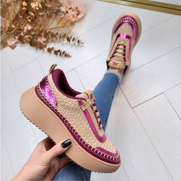 STEVE MADDEN SNEAKER DOUBLETAKE 2798 RASBERRY/PEACH