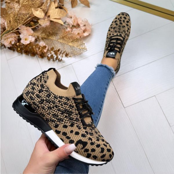 LA STRADA SNEAKER 2400409-4591 BLACK/BEIGE LEOPARD KNITTED