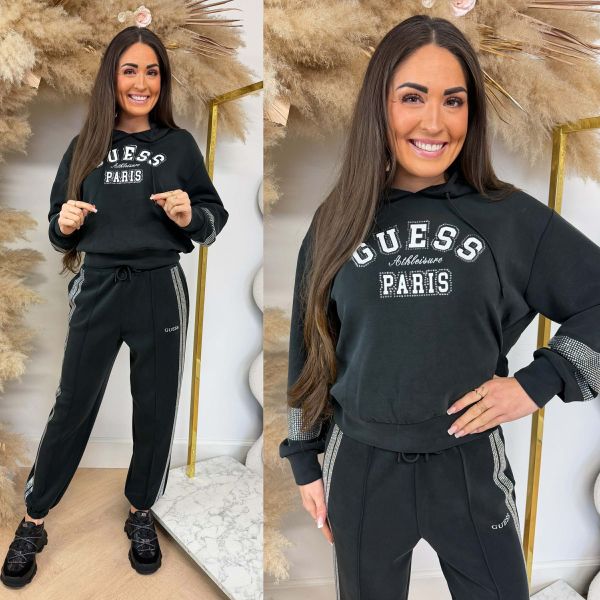 GUESS BERTHE HOODIE SWEATER V6RQ02KCAY2 BLACK