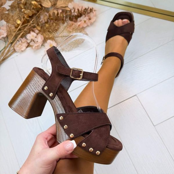 STUDS PLATEAU HEEL 3005 BROWN