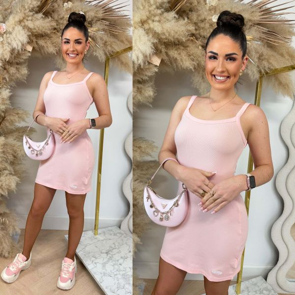 GUESS STELLA RIB SHORT DRESS V6GK11K3181 G67B LIGHT ROSE