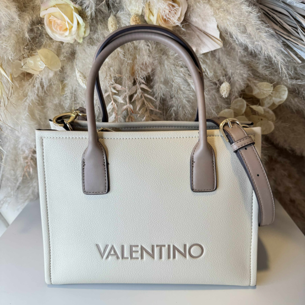 VALENTINO BAGS WILK SHOPPING VBS9I505 ECRU/TAUPE