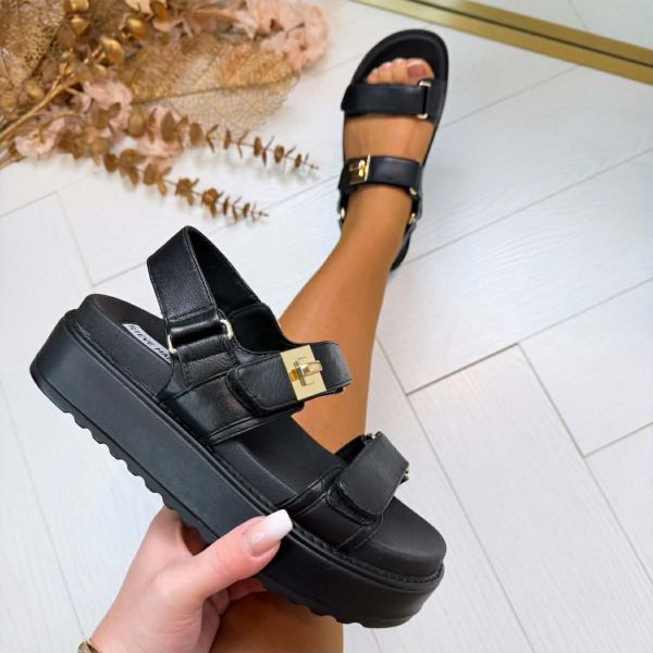 STEVE MADDEN SANDAAL BIGMONA 3458 BLACK LEATHER