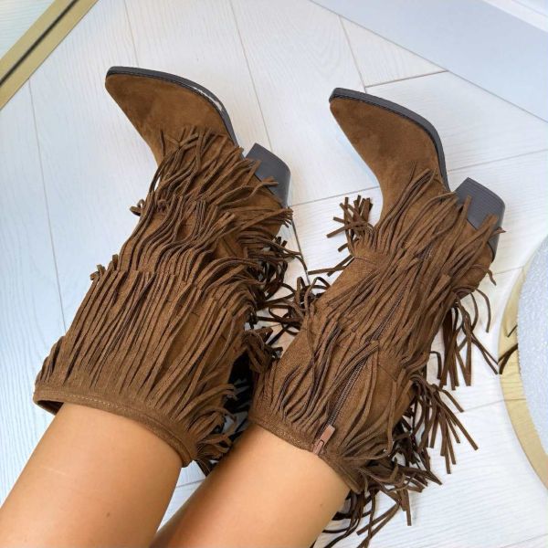 *SALE* INDIAN FRINGE BOOT DES8088 **L.BROWN/SUE**