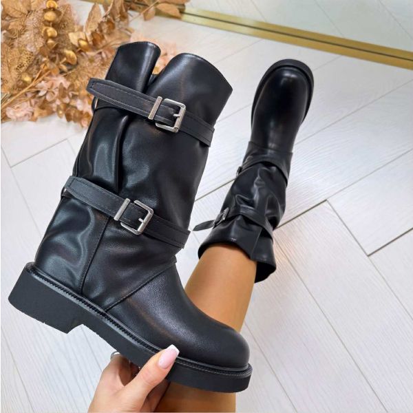 *SALE* DOUBLE STRAPE BOOT CLS-555 BLACK