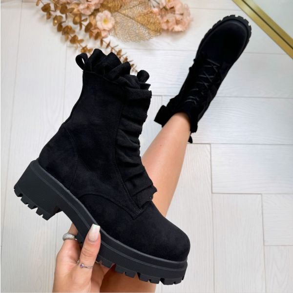 SUEDINE RUFFLE BOOT 0-559 BLACK *WEB ONLY*