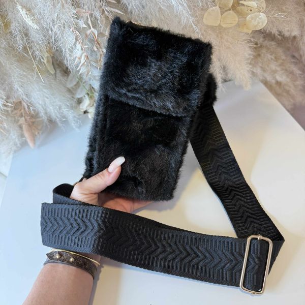 FAKE FUR PHONEBAG Q3216 BLACK