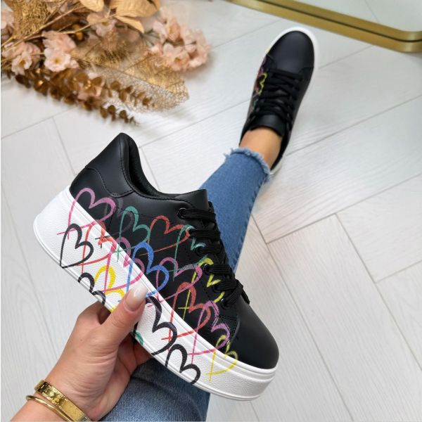 COLOURFULL HEART SNEAKER BO-130 BLACK *WEB ONLY*