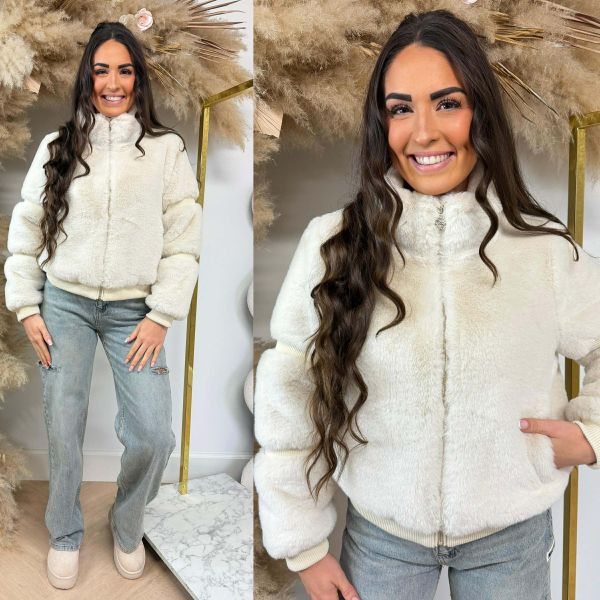 GUESS FAKE FUR JACKET W6RL64WL790 G1O6 OFFWHITE