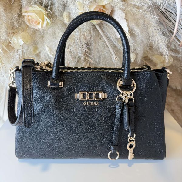 GUESS ANISE TRIPLE SATCHEL BAG PD991606 BLACK LOGO