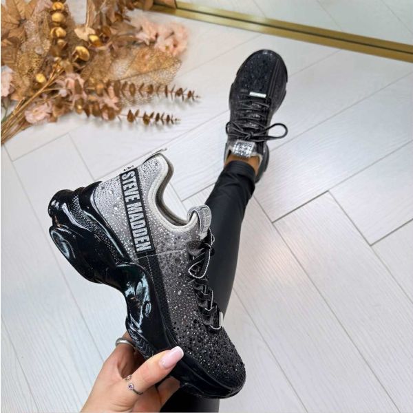 STEVE MADDEN MISTICA SNEAKER 2320 BLACK/SILVER