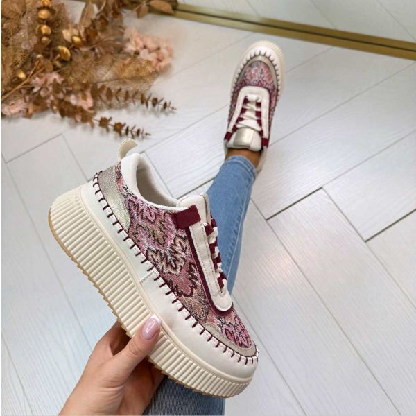 *SALE* LEAVES PRINTY SNEAKER 8-212 WINERED