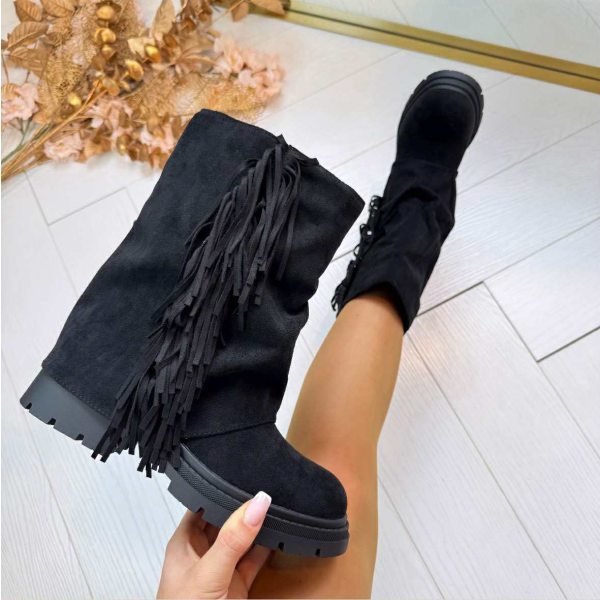 *SALE* LOVY FRINGE BOOT RQ-541 BLACK