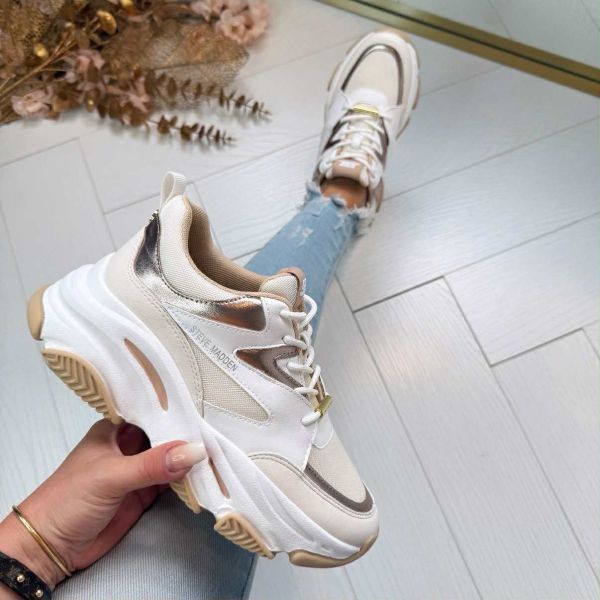 STEVE MADDEN PROGRESSIVE SNEAKER 0096 CREAM ROSE GLD