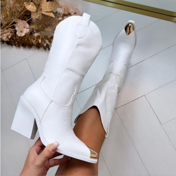 *SALE* METAL DETAIL COWBOY LAARS DES956 WHITE/**PU**