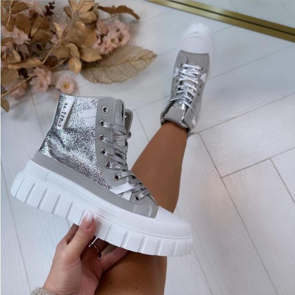 *SALE* POSITIVE VIBES SNEAKER PC-208 SILVER *WEB ONLY*
