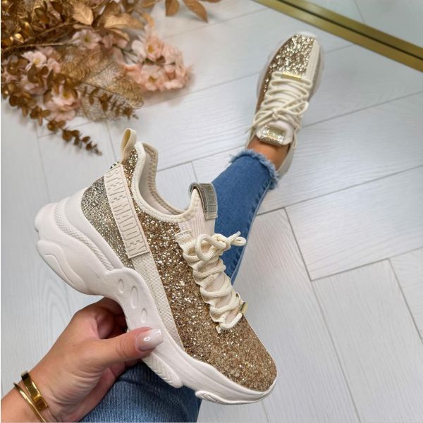 STEVE MADDEN MAXILLA-G SNEAKER 3431 GOLD GLITTER