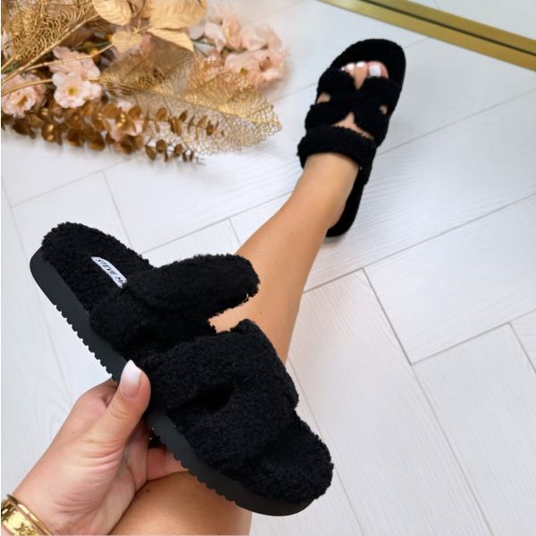 STEVE MADDEN MISSILE-F TEDDY SLIPPER 3175 BLACK