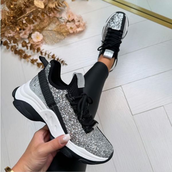 STEVE MADDEN MAXILLA-G SNEAKER 3431 BLACK GLITTER
