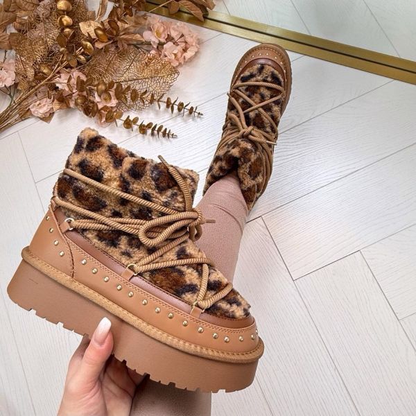 *SALE* STUDDED TEDDY SNOWBOOT 8-1968 LEOPARD *WEB ONLY*