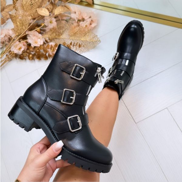 TRIPLE DOUBLE ZIP BOOT 12618-A210 BLACK/SILVER
