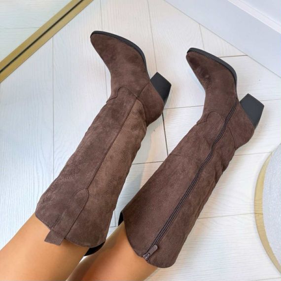 SUEDINE COWBOY LAARS T-272 BROWN