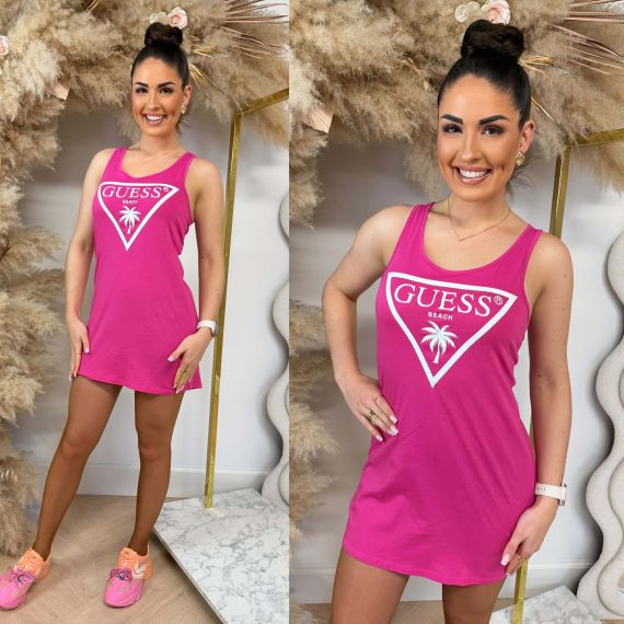 GUESS BEACH LOGO TANKTOP DRESS E3GP03JA914 G6J7 FUCHSIA