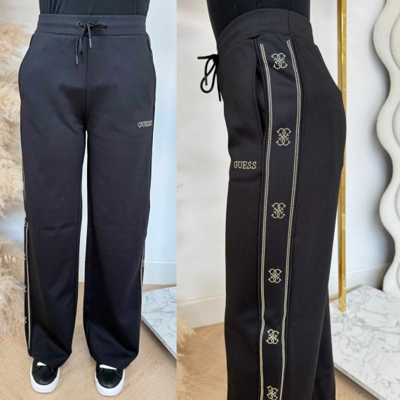 GUESS OCTAVIA WIDE LEG PANTS V5BB12KCX22 BLACK