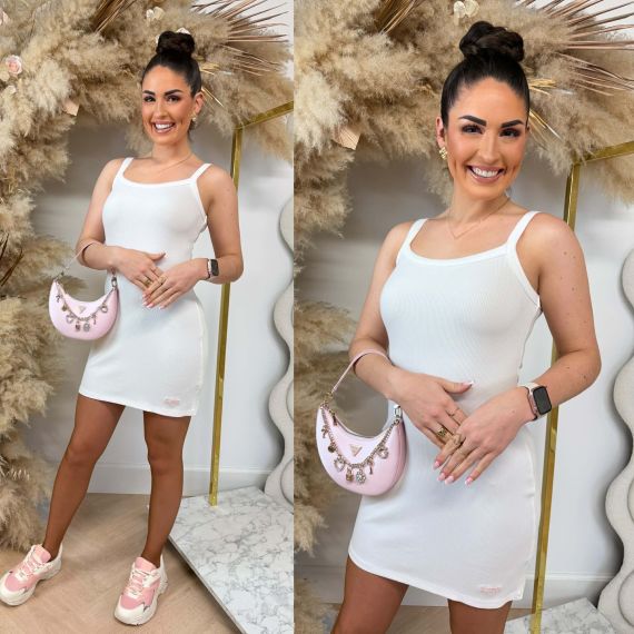 GUESS STELLA RIB SHORT DRESS V6GK11K3181 G018 OFF WHITE