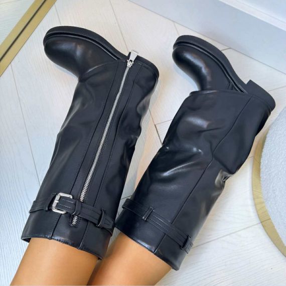 *SALE* LEATHER LOOK ZIP SLEEVE LAARS CLS-558 BLACK