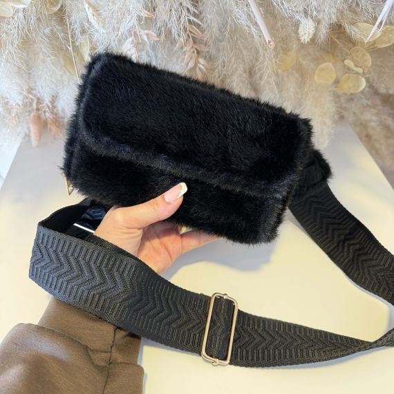 FAKE FUR WALLET BAG Q3215 BLACK