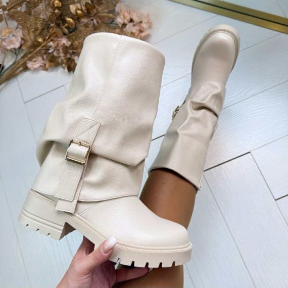 GAGA LEATHER LOOK SLEEVE BOOT XJ-958 BEIGE