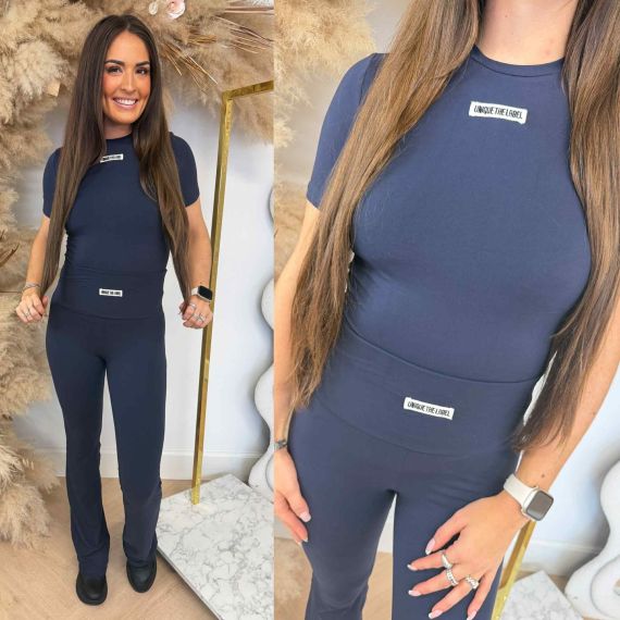 UNIQUE THE LABEL NENA **SHORT** SLEEVE TOP DEEP DARK NAVY