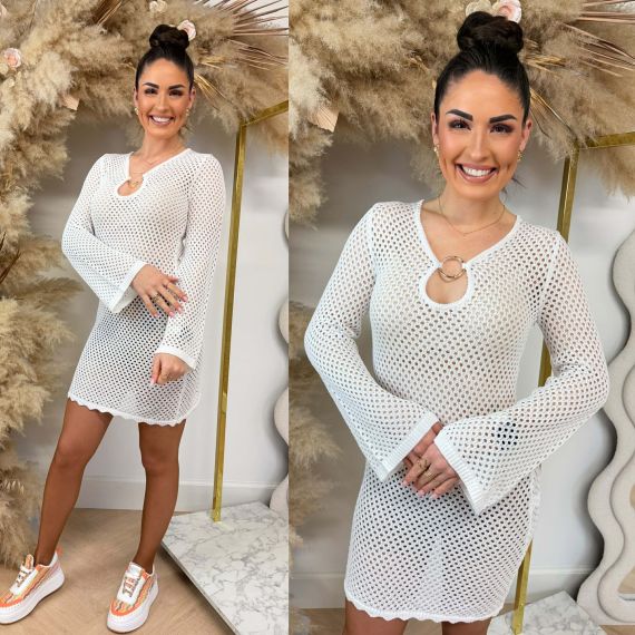 GUESS KNITTED BEACH DRESS E6GK03Z5632 G1CR OFF WHITE