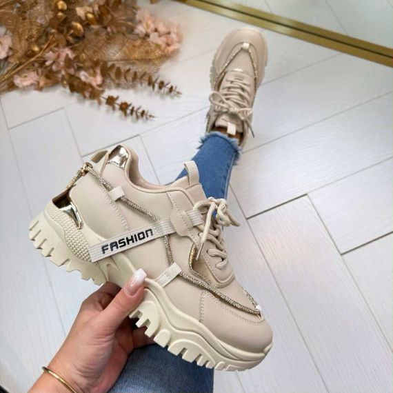 FASHION GLITTER SNEAKER JD-7 BEIGE