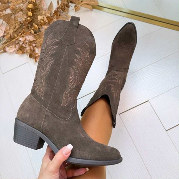 REAL LEATHER COWBOY LAARS ZP18 BROWN