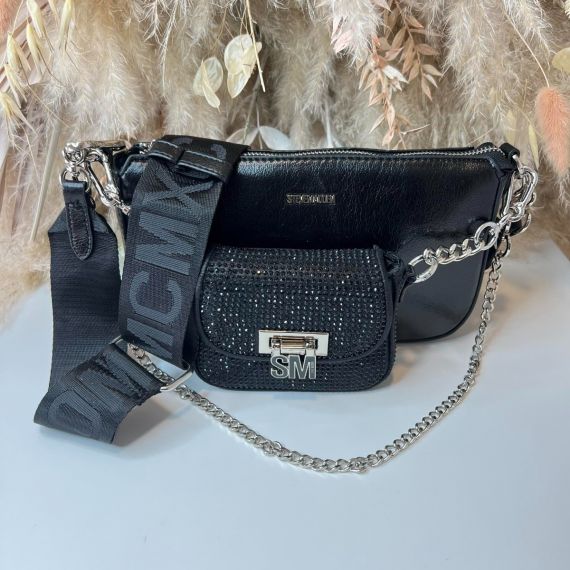 STEVE MADDEN CROSSBODY BAG BNAIM-R 1551 BLACK/SILVER