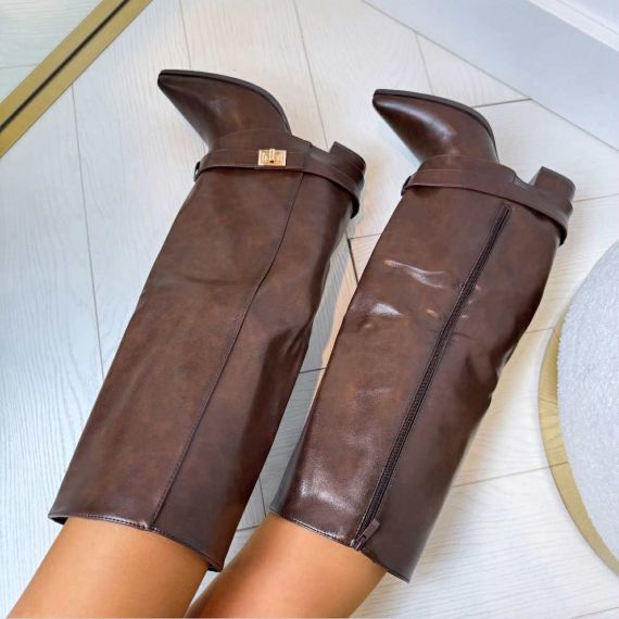 SOFIA LEATHER LOOK LAARS DES8072 BROWN