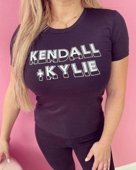 KENDALL + KYLIE LOGO T-SHIRT 351632 BLACK/WHITE