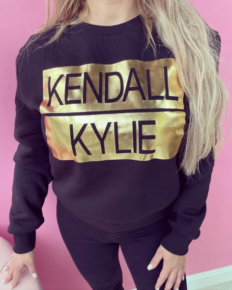 KENDALL + KYLIE SWEATER 351639 BLACK/GOLD 