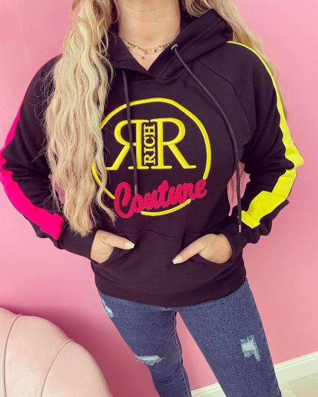RICH COUTURE HOODY 10133 PINK /YELLOW 