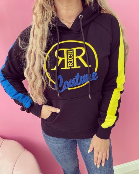 RICH COUTURE HOODY 10133 BLUE /YELLOW 