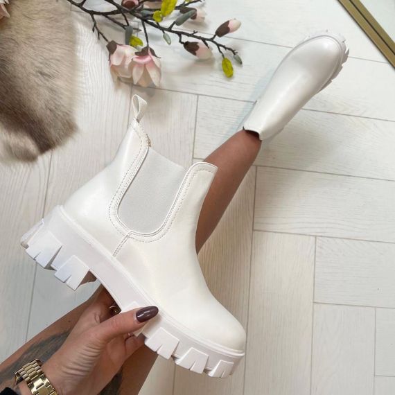 LUCIENNE BOOT LEATHER LOOK WHITE/PU DE323 *WEB ONY* 