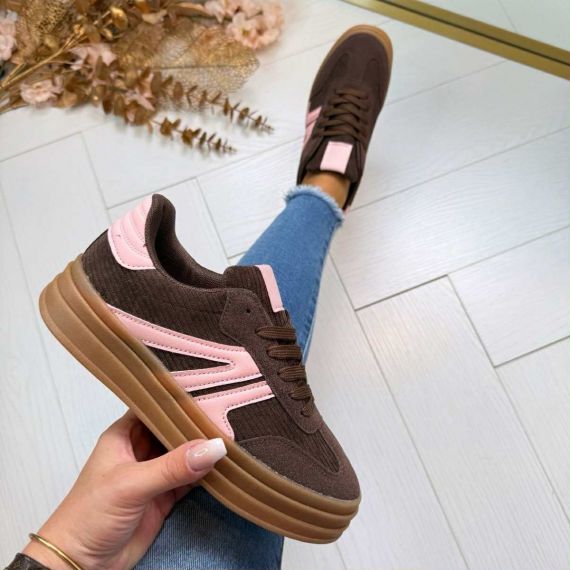 RIB STRIPE SNEAKER 8-195 BROWN