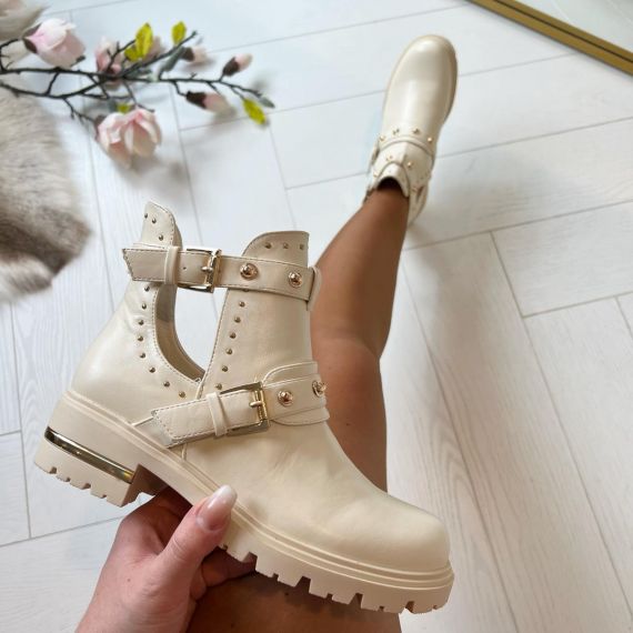DOUBLE GESP BOOT A-778 BEIGE/GOLD *WEB ONLY*