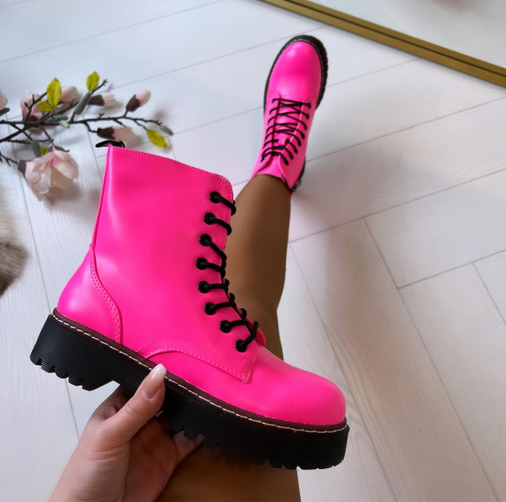 LEATHER LOOK BOOT BS25A FUSHIA *WEB ONLY*